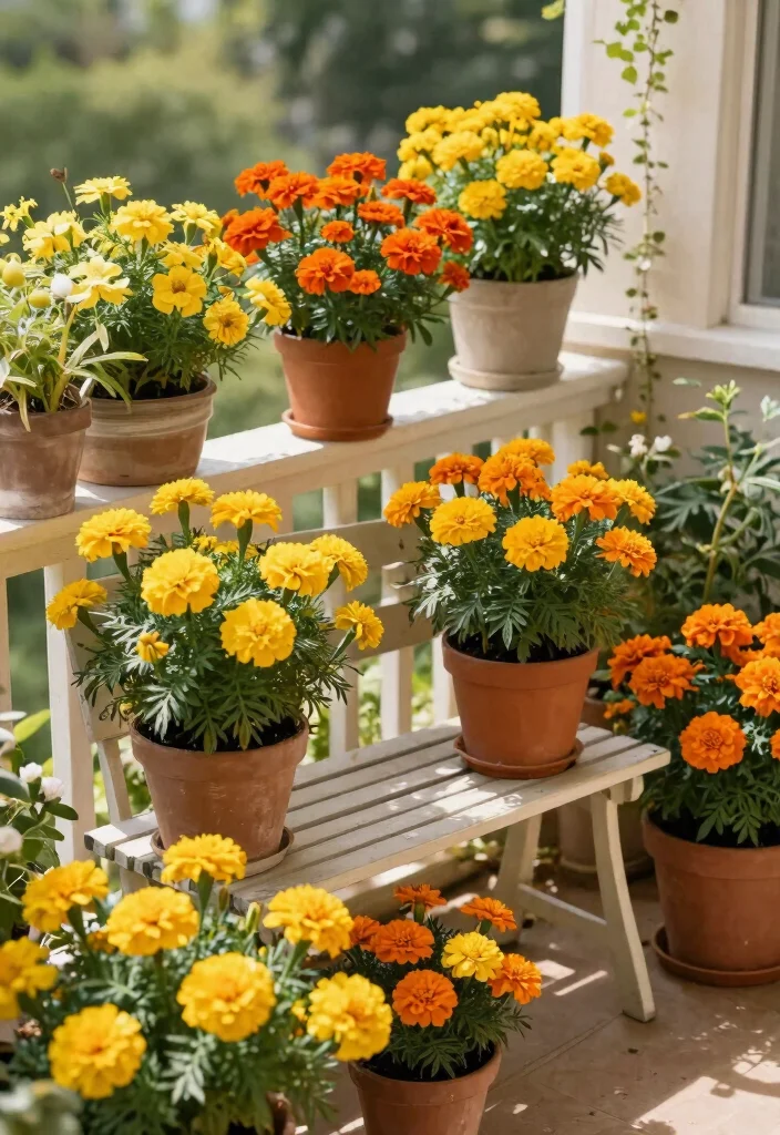 15 Plants for Balcony Ideas That Thrive in Full Sun or Shade - 13. Marigolds – Easy and Colorful 1