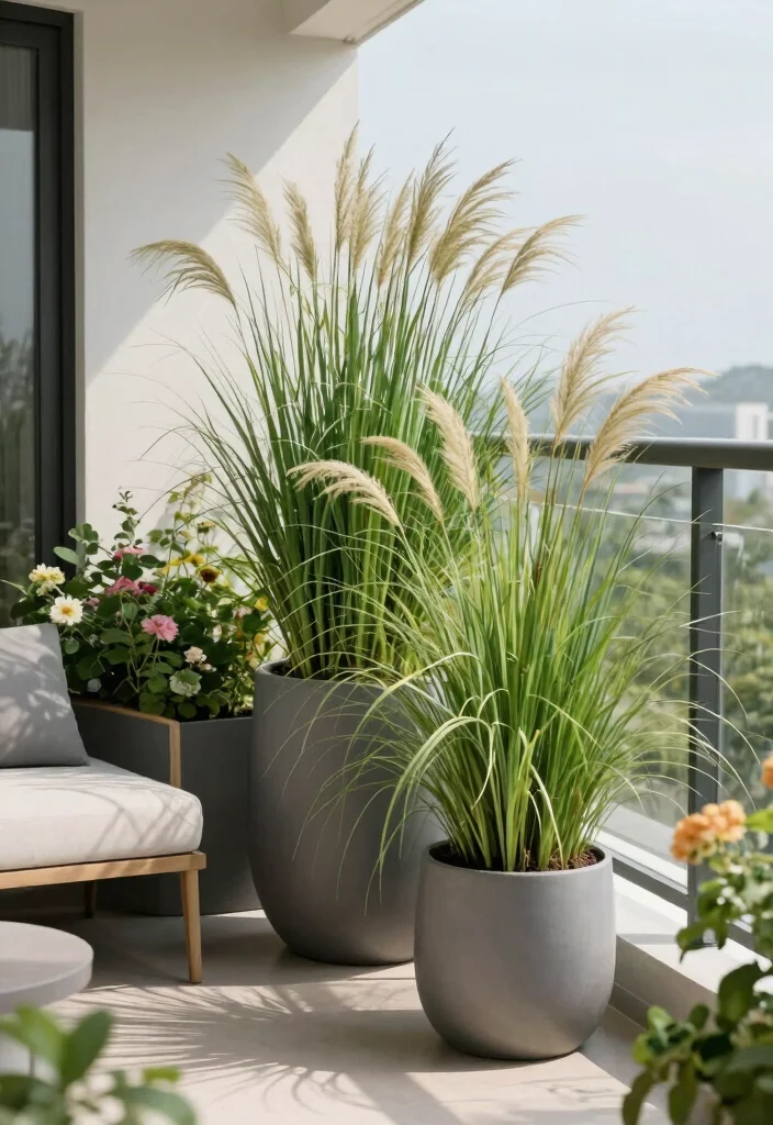 15 Plants for Balcony Ideas That Thrive in Full Sun or Shade - 14. Ornamental Grasses – Texture and Movement 1