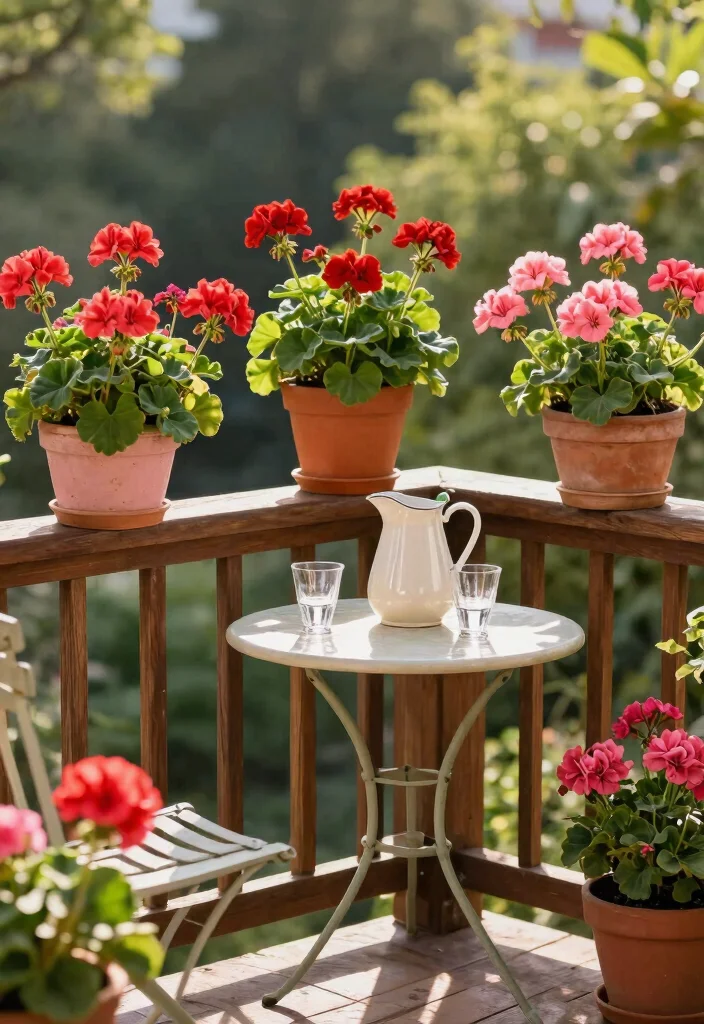 15 Plants for Balcony Ideas That Thrive in Full Sun or Shade - 5. Geraniums – Classic Charm 1
