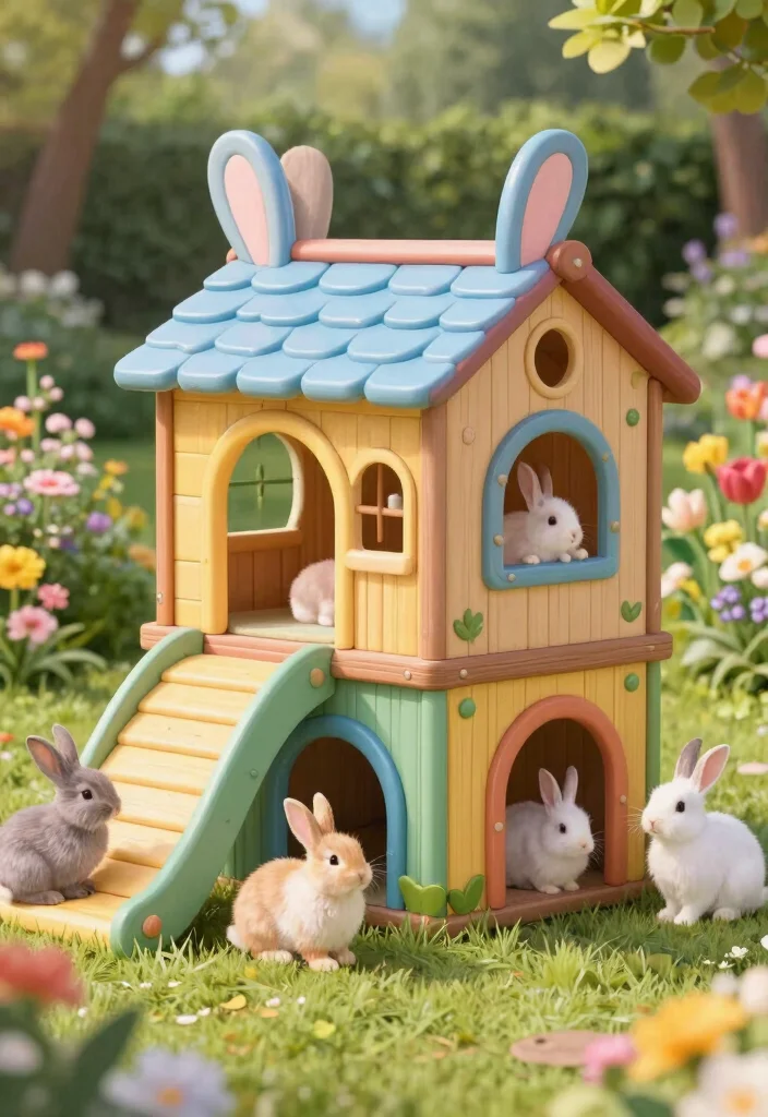 15 Rabbit Hutch Outdoor Ideas That Keep Predators Out Year-Round - 15. Rabbit Playhouse with Integrated Hutch 1