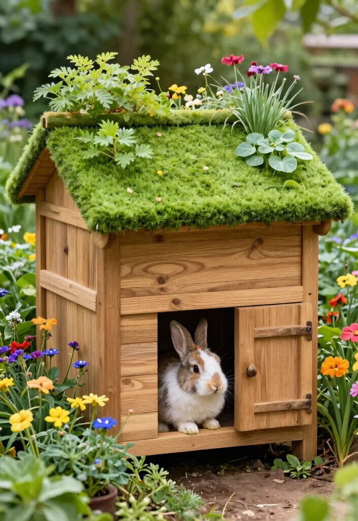 15 Rabbit Hutch Outdoor Ideas That Keep Predators Out Year-Round - 3. Green Roof Rabbit Hutch 1
