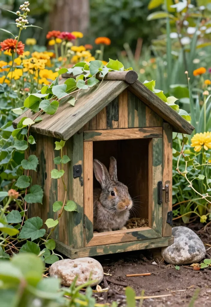 15 Rabbit Hutch Outdoor Ideas That Keep Predators Out Year-Round - 6. Camouflaged Rabbit Retreat 1