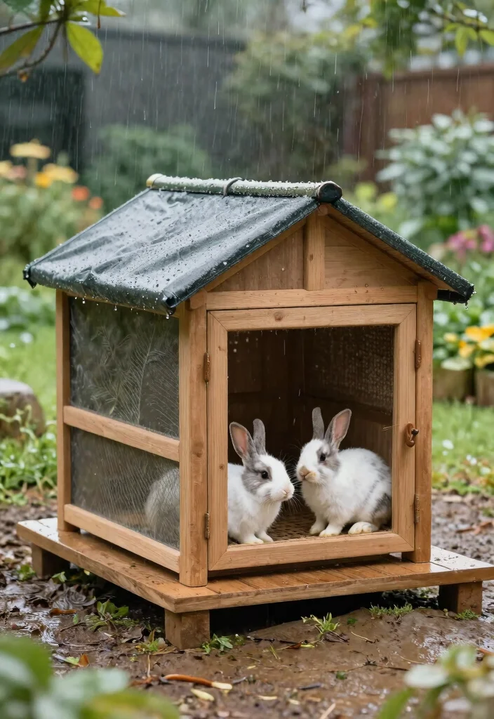 15 Rabbit Hutch Outdoor Ideas That Keep Predators Out Year-Round - 9. Rainproof Rabbit Shelter 1