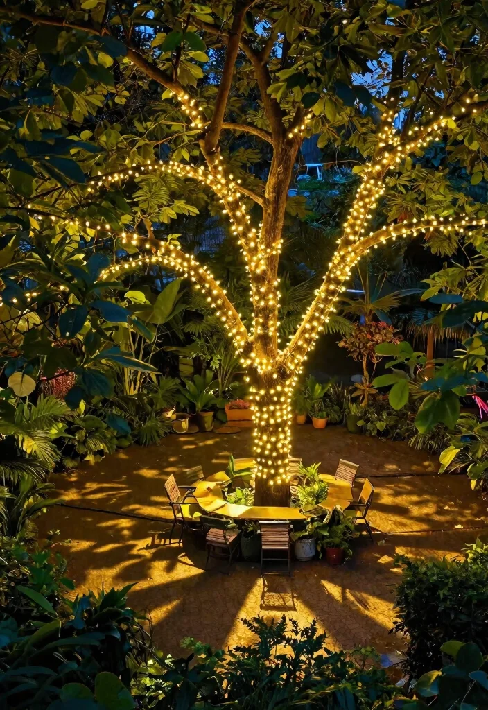 15 Ways to Hang Outdoor String Lights Without Drilling Into Stone - 2. Utilize Tree Branches 1