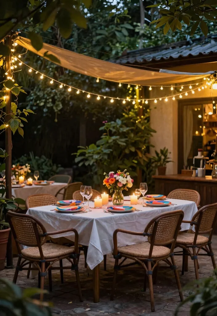 15 Ways to Hang Outdoor String Lights Without Drilling Into Stone - 9. Use Outdoor Furniture 1