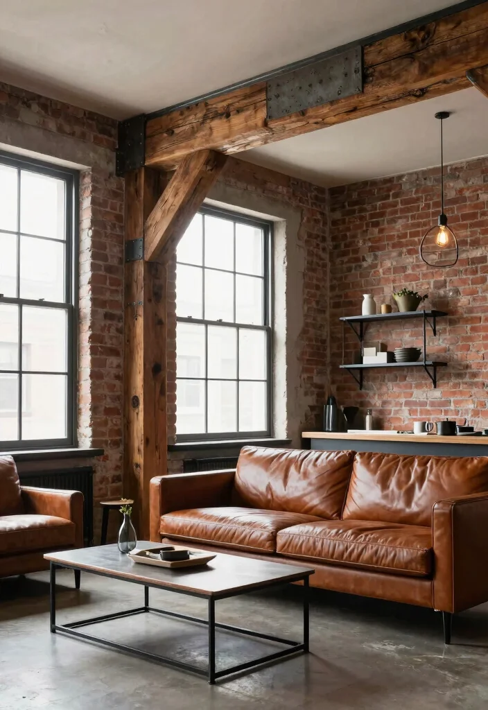 15 Wood Beams on Ceiling Living Room Concepts for Low Ceilings That Feel Higher - 5. Industrial Style Beams 1