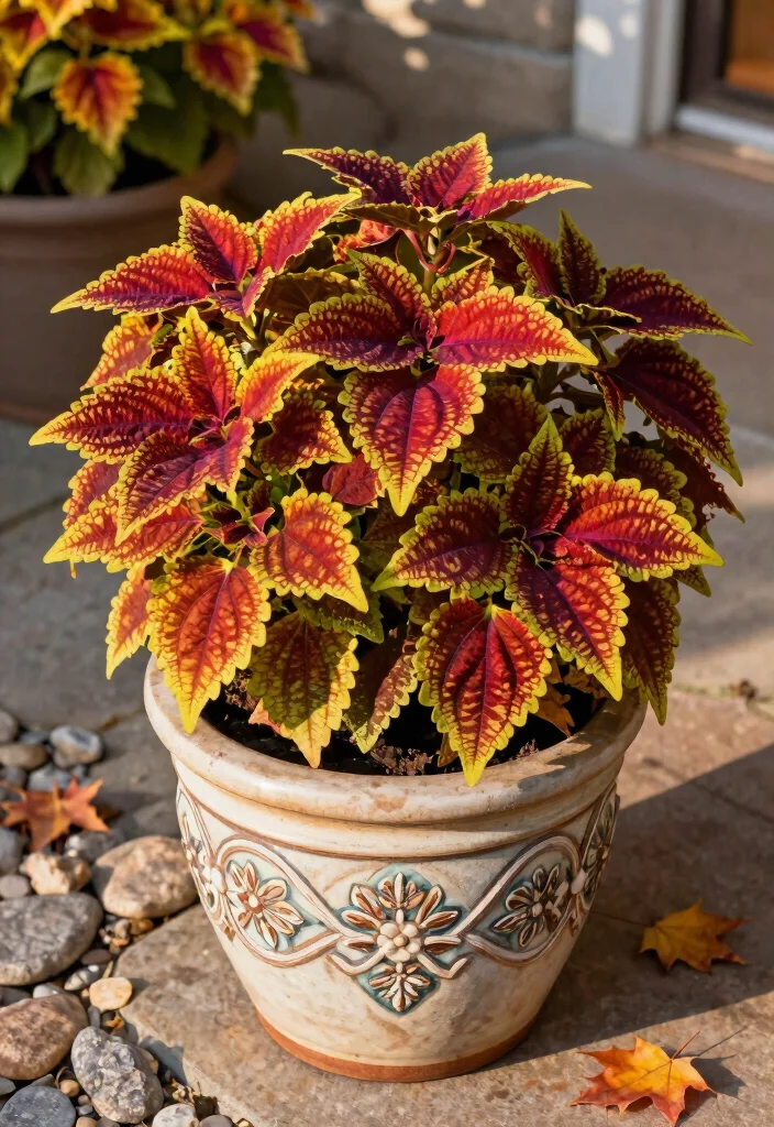 18 Fall Flower Pots That Survive Frost and Still Look Full - 11. Rich Coleus: Color Beyond Blooms 1