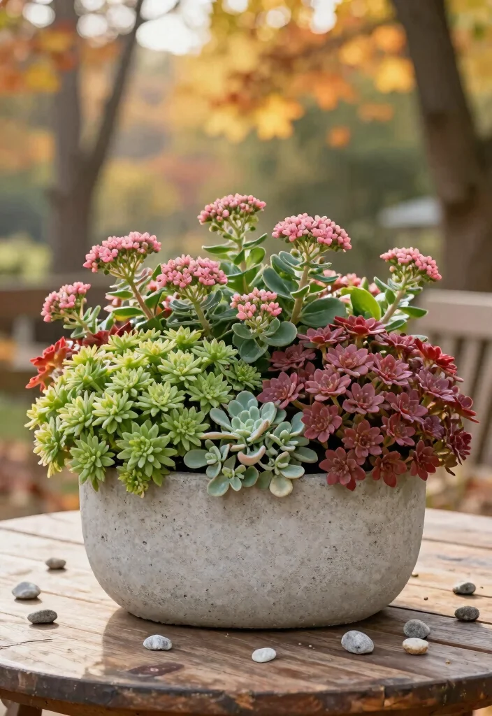 18 Fall Flower Pots That Survive Frost and Still Look Full - 4. Hearty Sedum: Resilient and Beautiful 1