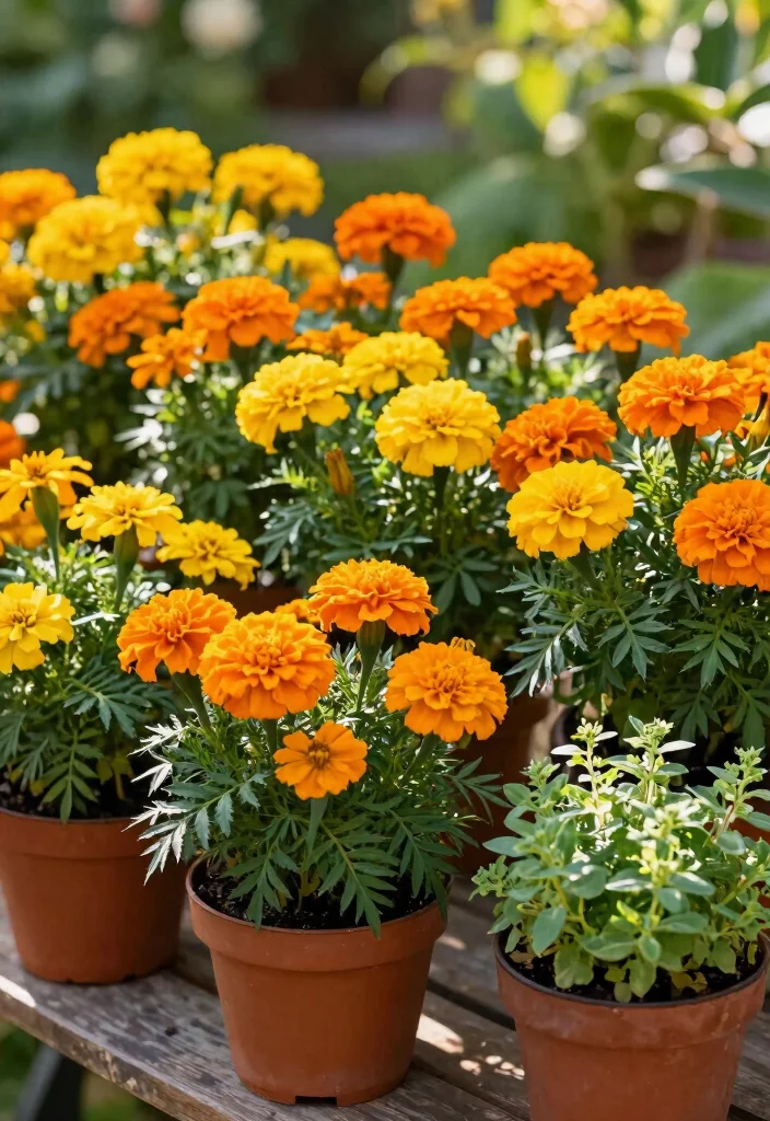 18 Fall Flower Pots That Survive Frost and Still Look Full - 6. Radiant Marigolds: Keep the Pests Away! 1