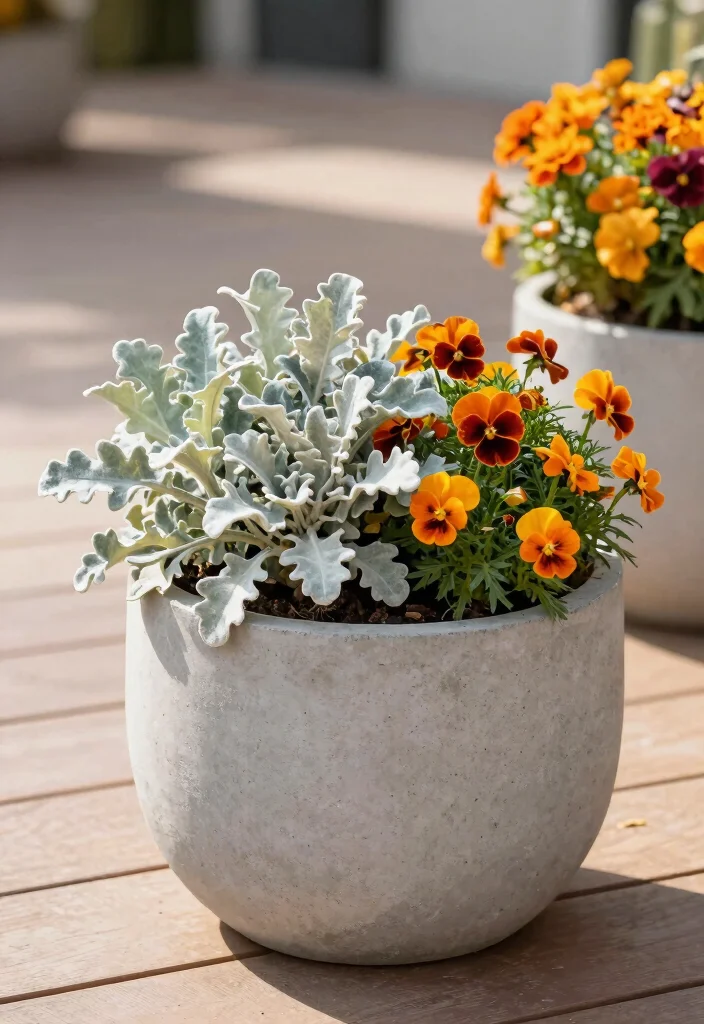 18 Fall Flower Pots That Survive Frost and Still Look Full - 9. Elegant Dusty Miller: A Frost-Resistant Foliage 1