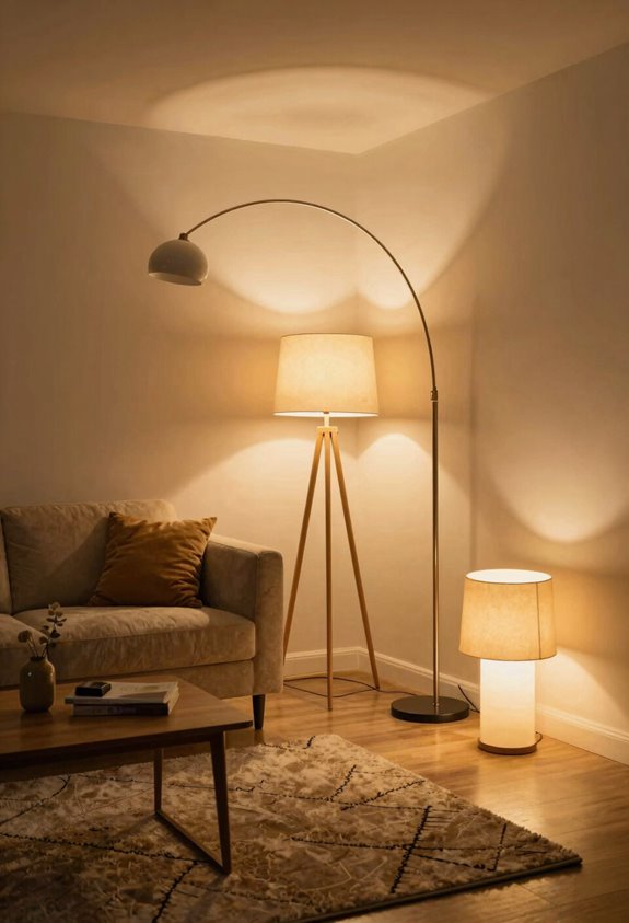 layered lighting with floor lamps