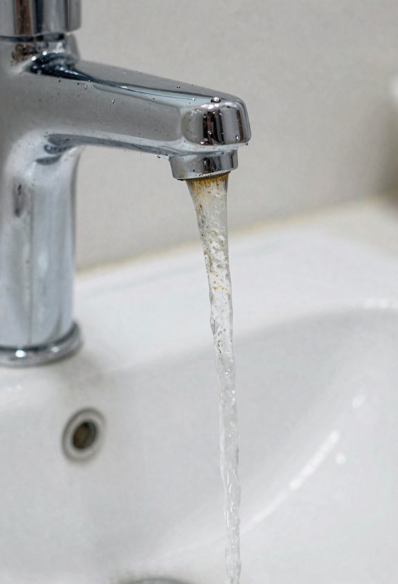 localized brown water at one faucet