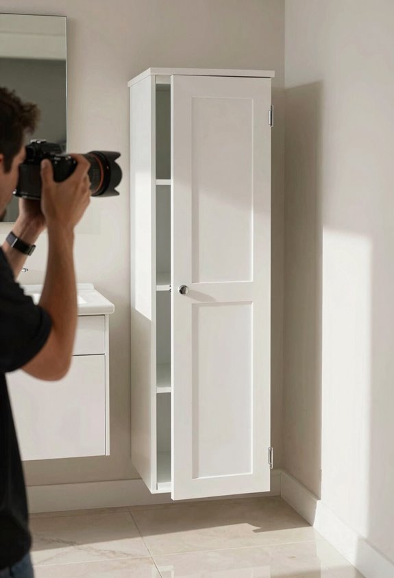 shallow cabinets for compact baths