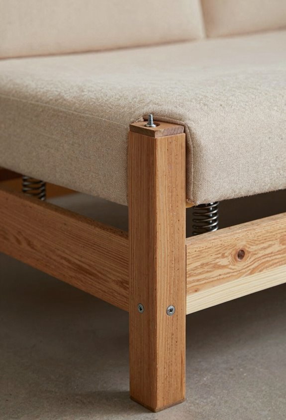 solid hardwood frame with lasting joints