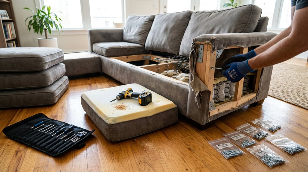 step by step couch disassembly guide
