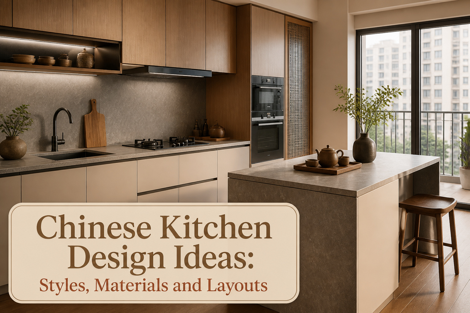 A stylish kitchen featuring modern design elements and traditional accents.