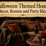 A house decorated for Halloween with various spooky and fun decorations.