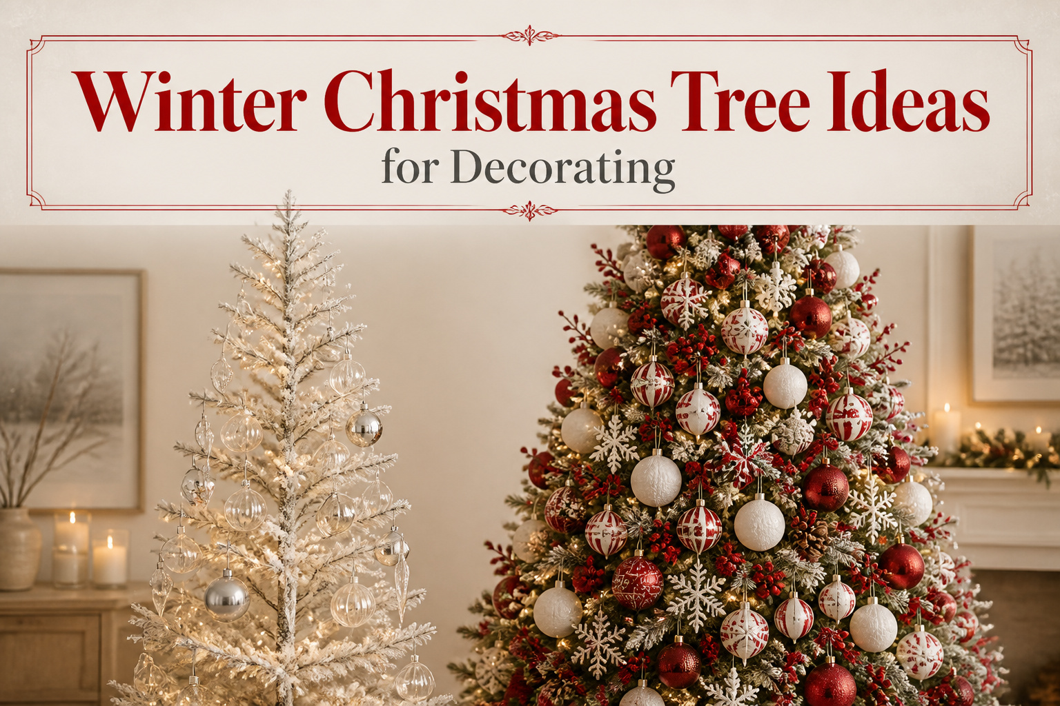 A decorated Christmas tree in a winter-themed living room.